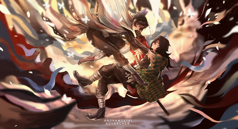 鬼灭之刃高清壁纸 义勇和蝴蝶忍的绝美同框