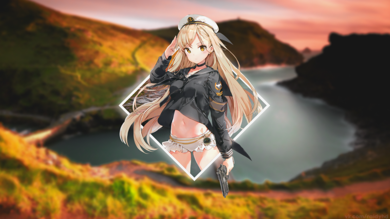 动漫少女与自然画中画高清壁纸