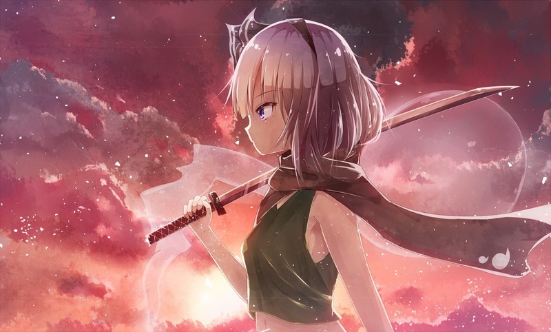 银发短发少女配武士刀 绝美动漫壁纸合集