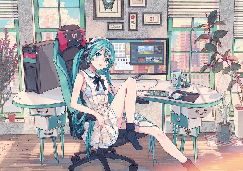 这组初音未来壁纸太绝了！蓝发少女的不同造型直接戳中喜好