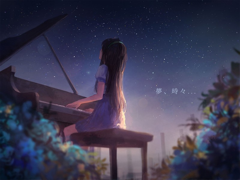 绝美二次元少女钢琴夜曲壁纸合集