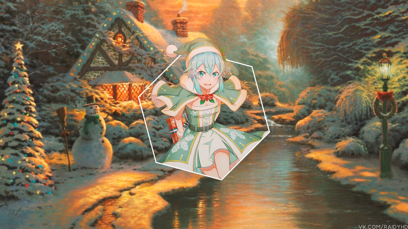 动漫女生圣诞壁纸合集 画中画圣诞少女壁纸