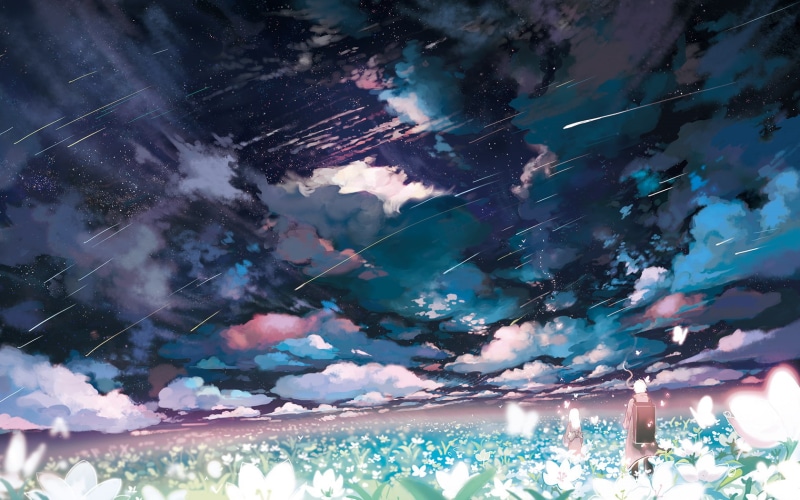 《虫师绝美壁纸合集：银古与星空花蝶的治愈世界》