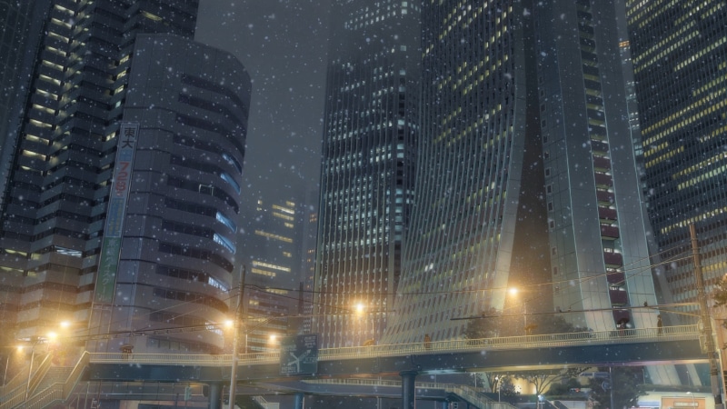 新海诚动画里的金融城夜景壁纸，每一帧都像从你的名字里抠出来的