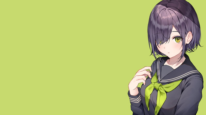 心动！4张绿眸短发校服少女壁纸合集