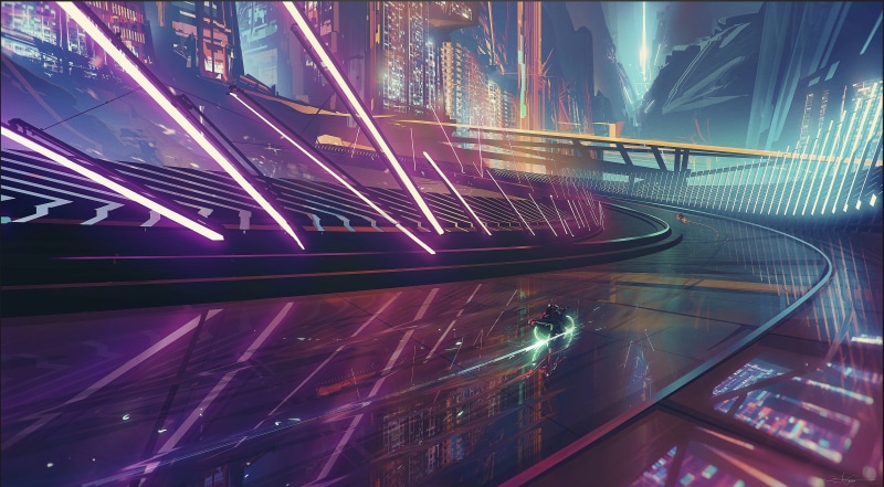 赛博朋克风霓虹壁纸合集！蓝紫霓虹撞色太绝了