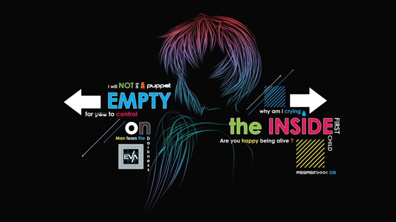 《EVA绫波丽霓虹风高清壁纸 字体排版拉满》