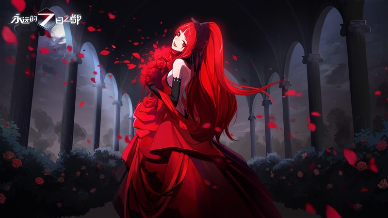 红发长发赤瞳二次元幻想少女壁纸合集