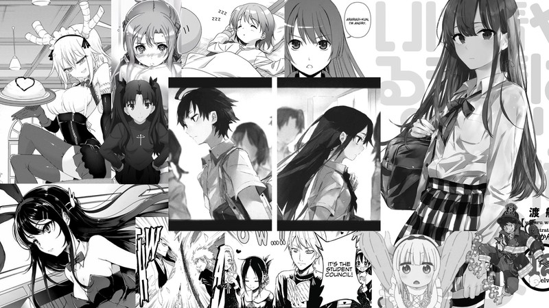 多款黑白动漫少女高清壁纸