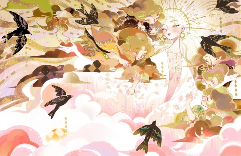 一组绝美动漫少女插画壁纸