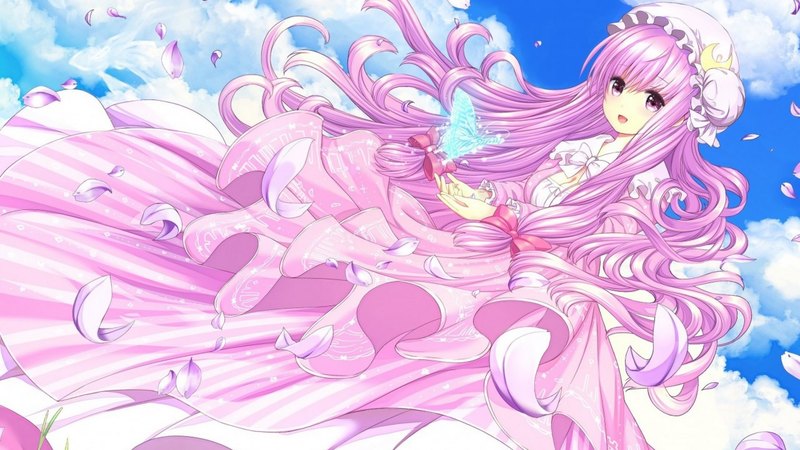 东方Project蝴蝶少女粉裙壁纸