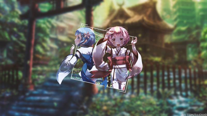 动漫少女 分屏高清壁纸