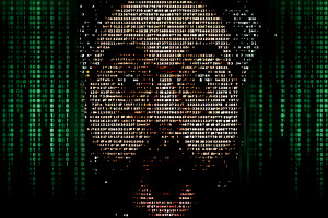 黑客帝国风ASCII艺术！戴眼镜留胡子的丹尼尔·希夫曼壁纸