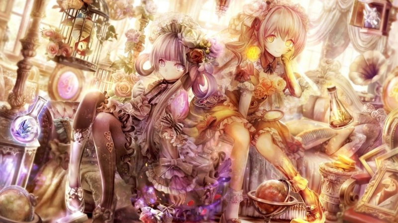 多款粉紫黄配色动漫少女壁纸合集