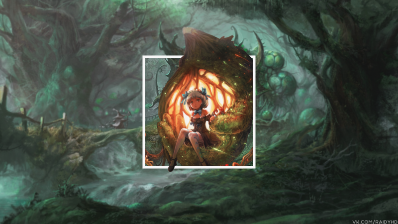 二次元少女魔法森林画中画壁纸