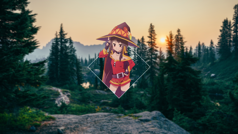 为美好的世界献上祝福！惠惠绝美壁纸！林间日落少女氛围感拉满