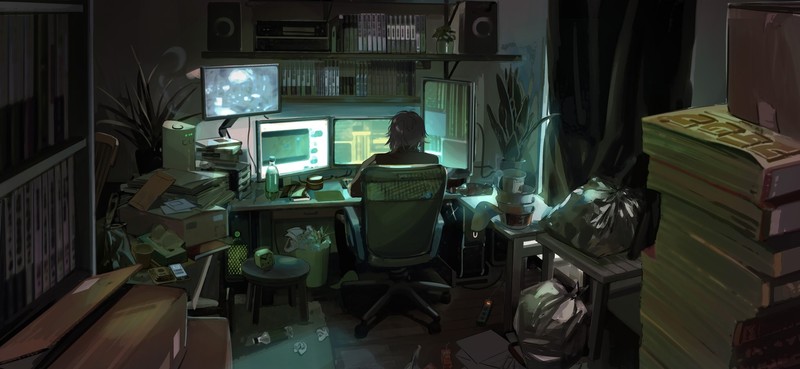 熬夜肝的数位绘壁纸合集！二次元原创角色+桌面场景太绝了