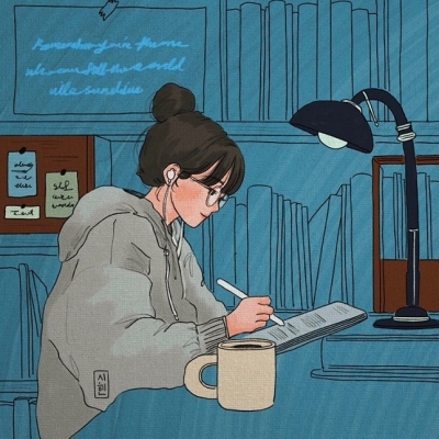 女生专属！9张认真努力风插画微信头像
