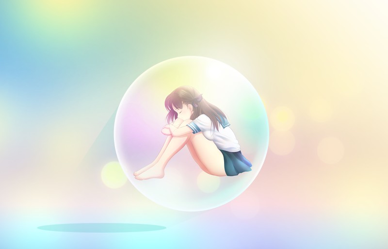 吹泡泡的制服少女 高清动漫壁纸