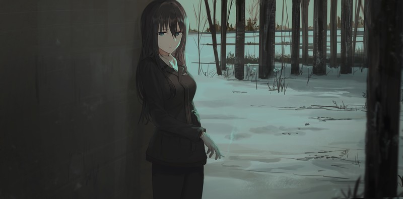 冬日雪夜抽烟的暗黑系动漫少女壁纸合集