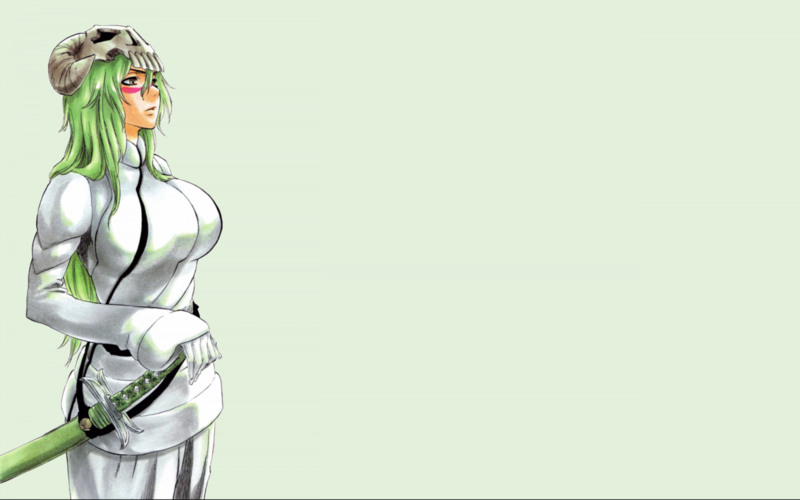 死神同人动漫壁纸 绿发性感少女骷髅背景
