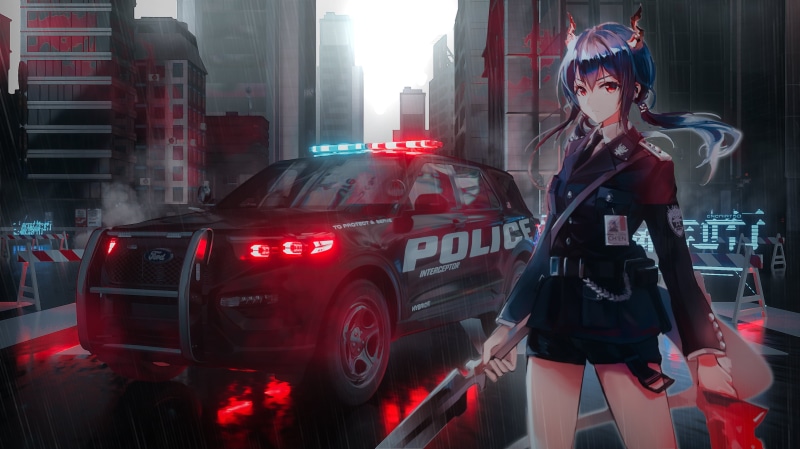 明日方舟陈sir 动漫壁纸 警车 2K高清 同人创作