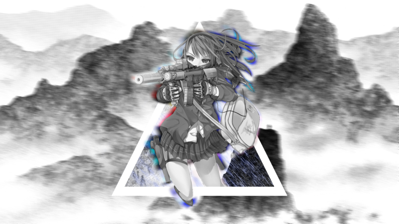 这组壁纸太绝了！画中少女的冷调黑白世界里，一抹亮色直接戳中人心