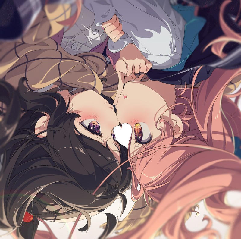 颠倒视角的二次元少女插画壁纸