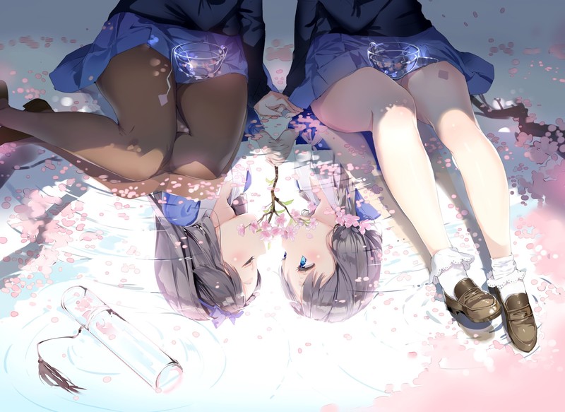 百合主题樱花少女壁纸