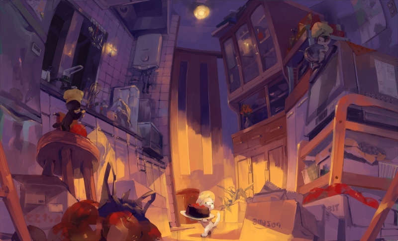 动漫风摩天城建筑壁纸 超养眼的治愈系风景