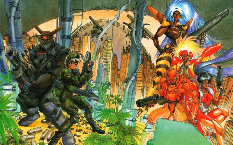 赛博朋克风战斗科幻漫画壁纸！苹果核战记主题，1080P高清质感拉满