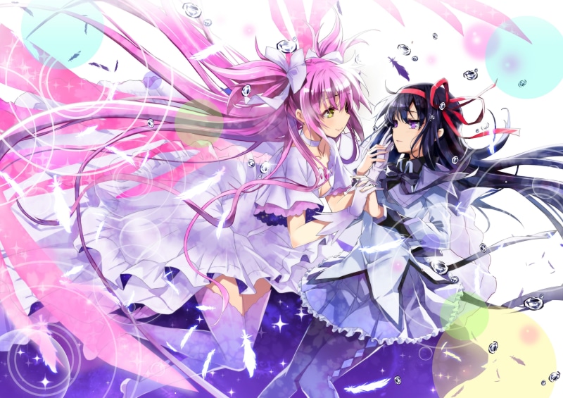 《魔法少女小圆》4K动漫壁纸 少女们缠绕交织的脆弱瞬间