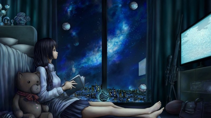 治愈系动漫少女与泰迪熊壁纸合集