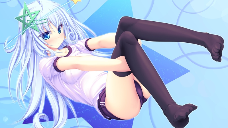 动漫长发少女别针星星高清壁纸