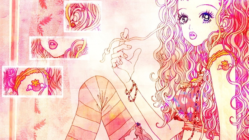 长发少女手绘涂鸦插画