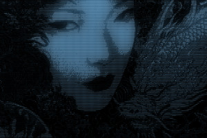 赛博朋克风亚裔女性特写壁纸！字符画质感红唇冷艳出镜