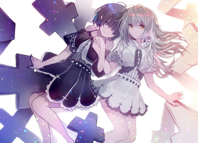 这组壁纸太好磕！动漫少女牵手贴贴太治愈了