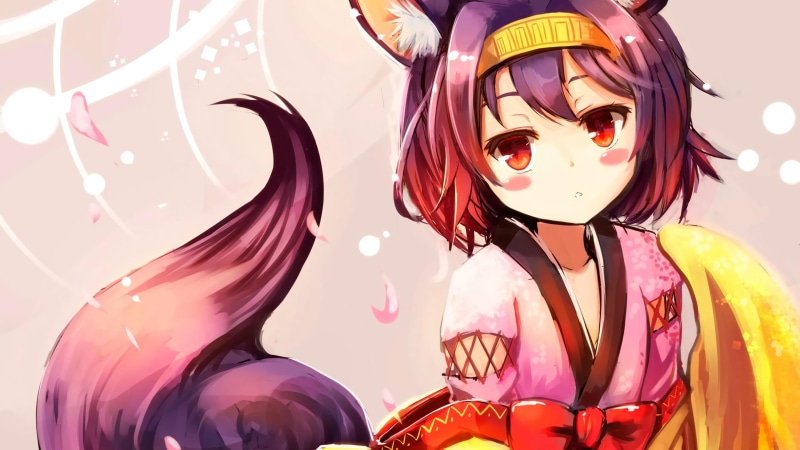 《游戏人生》兽耳萝莉和服壁纸 紫发白肤超养眼