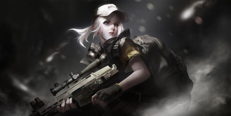 动漫少女与武器 高清壁纸
