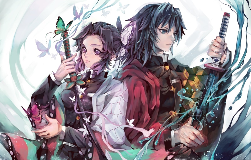 鬼灭之刃绝美壁纸！义勇和蝴蝶忍同框太好磕了