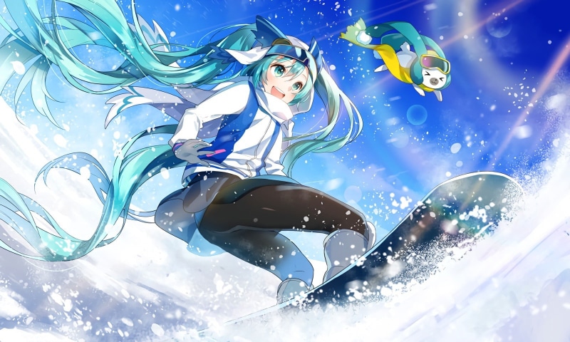 雪初音壁纸合集！720P画质滑雪场景拉满