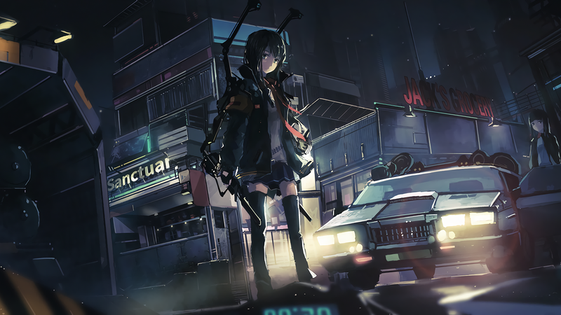 动漫少女城市夜景壁纸合集