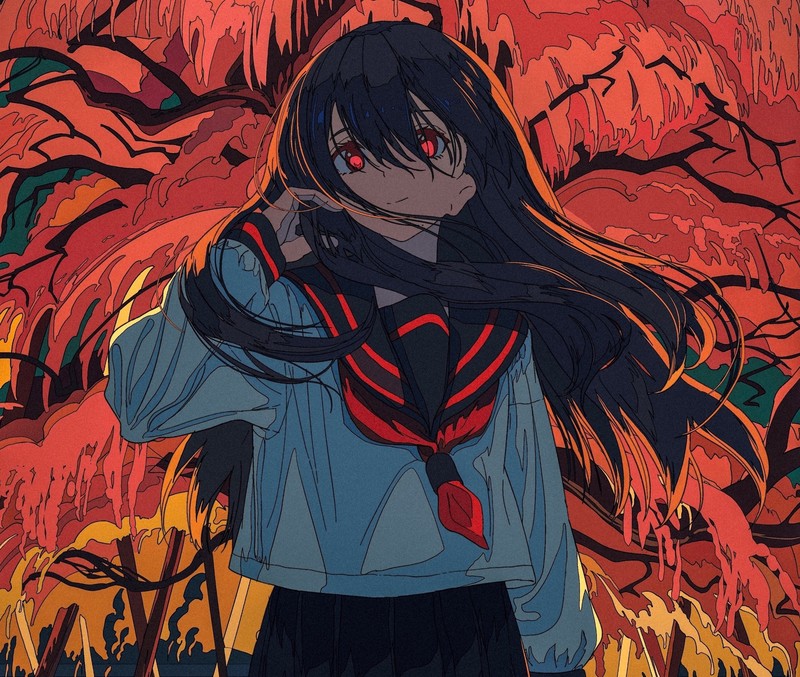 万圣节橙色调动漫少女壁纸合集