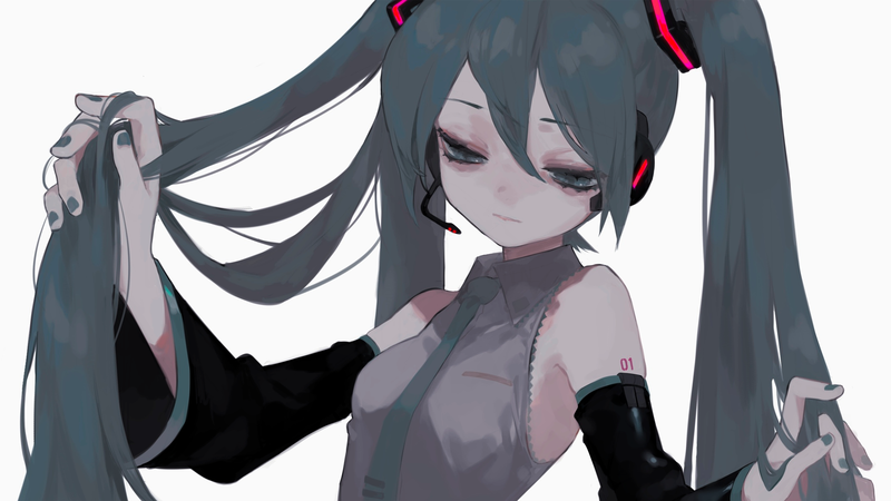 4K初音未来壁纸合集！画风极简还带点丧感