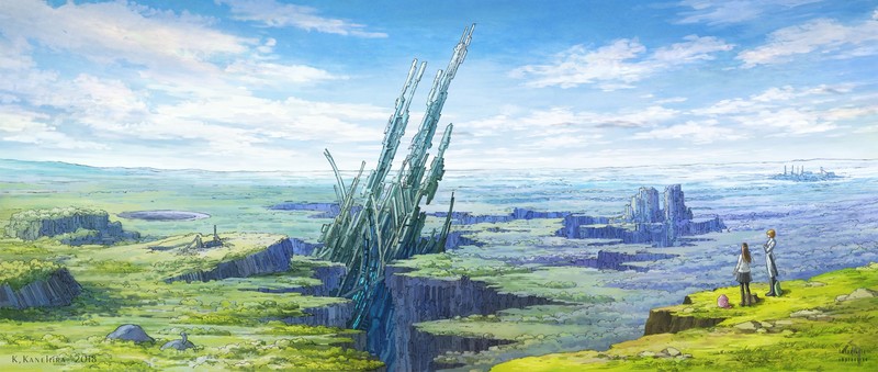 动漫少女天空风景高清壁纸