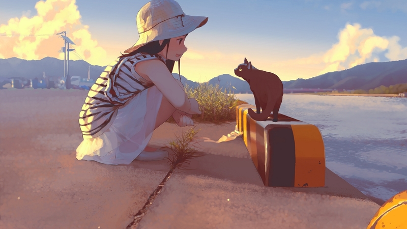 夏日动漫少女猫咪壁纸合集