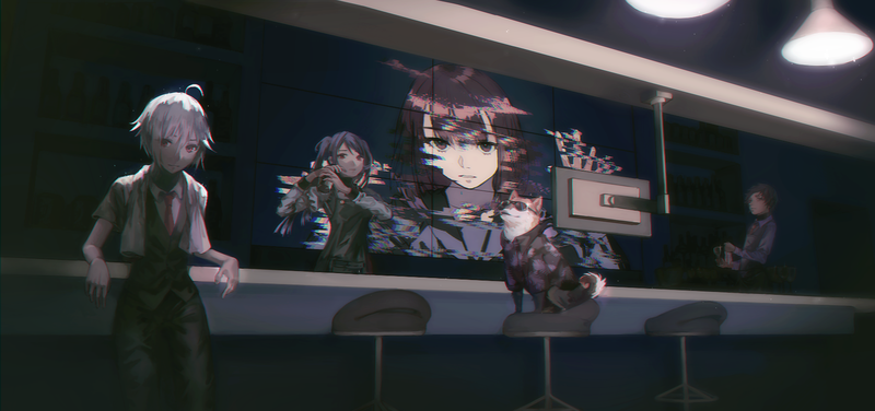 赛博朋克酒吧里的汪星人壁纸分享