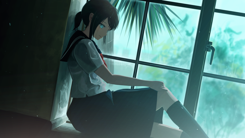 这套动漫少女壁纸合集 黑长发JK少女 刀剑少女 持枪少女