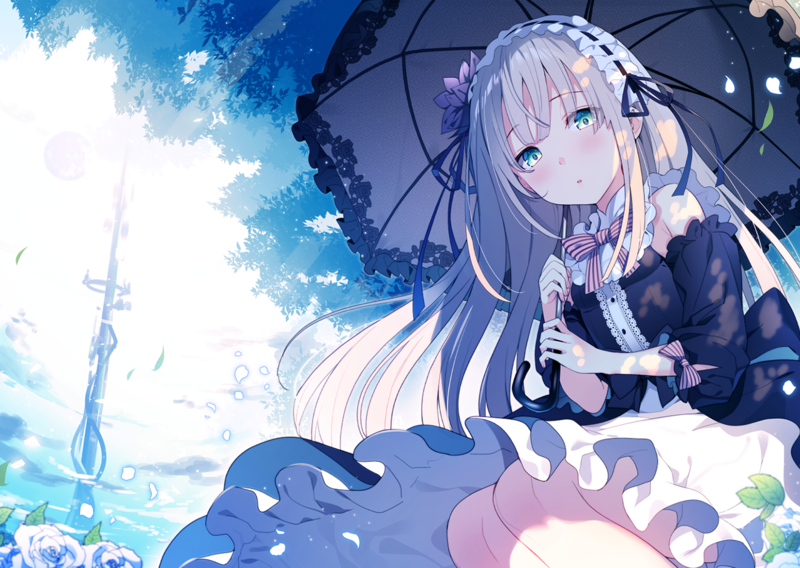 长发动漫少女撑伞壁纸合集