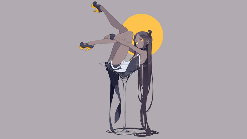 这组动漫壁纸太绝了！恶魔少女+极简风直接戳中审美点